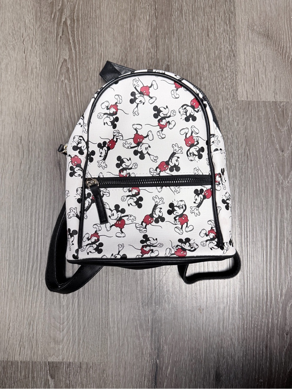 White Mickey Mouse Print Mini Backpack